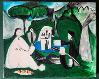 Pablo Picasso, « D'après le « Déjeuner sur l'herbe » de Manet, 1960-1961. Copie peinte de l'original.