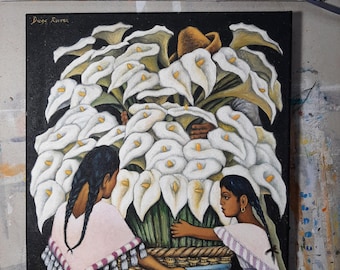 ディエゴ・リベラ作「花売り娘 Vendedora de Flores」手作り複製
