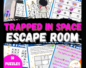 Trapped in Space Escape Room, Printable Party Game for Kids, Secret Codes, Puzzles, Family Game, Classroom Activity, Mystery Clues