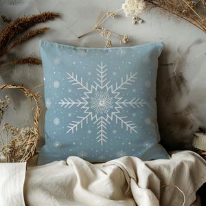 Christmas Snow Pillow, Adorable Snowflake Pillow, Holiday Decor, Bedroom Pillow, Snow Lover Gifts, Winter Wonderland
