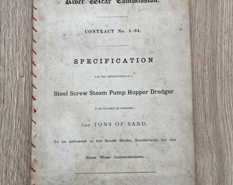1894 Sunderland River Wear Commission contract  construction of Dredger by Henry Hay Wake designer roker pier lighthouse Goliath crane