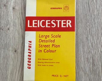 Leicester  large scale detailed Street plan with Index to streets  circa 1960s produced by Geographia