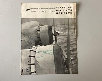 Rare Imperial Airways Gazette  magazine 1936  Brit. Airways monthly information to the agents of the company A November  1936 No 11 Nov 8