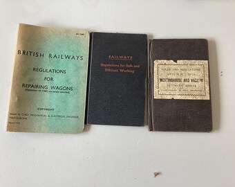 vintage  rail books rules regs Westinghouse automatic brakes 1922 and regs for repairing wagons 1970 coal board railway regs book 1950 s