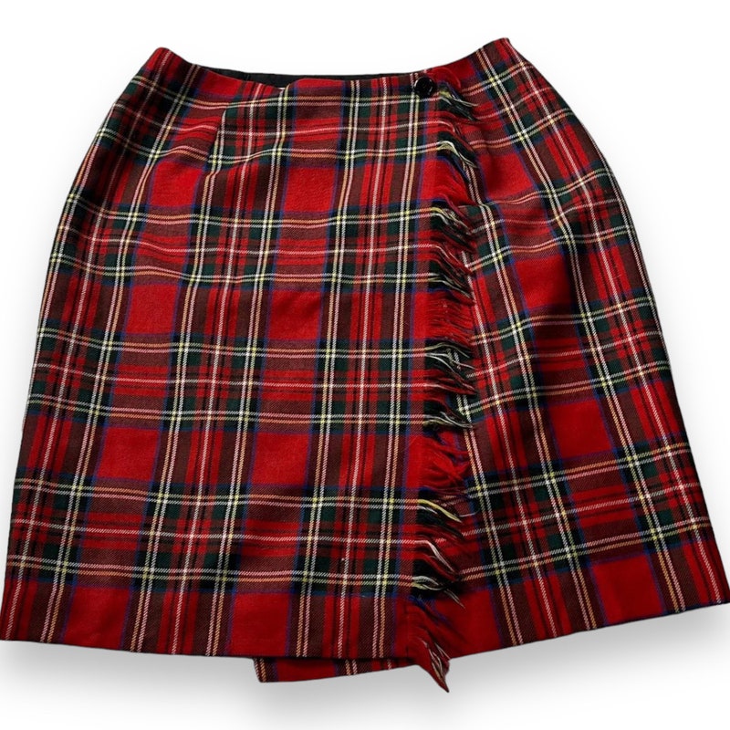 1253 Red Plaid Wrap Skirt