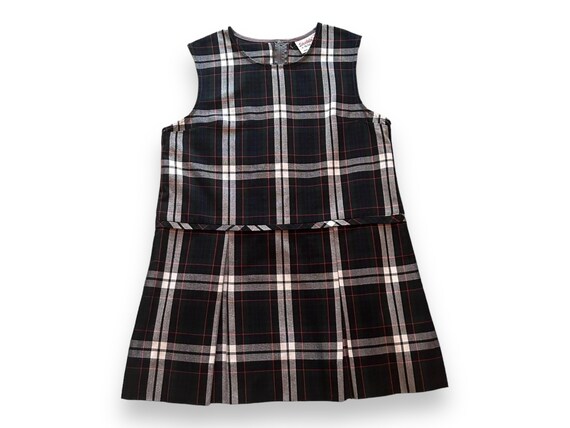 Vintage grunge tartan plaid sleeveless pleated mi… - image 1