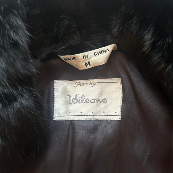 Vintage 1980s black genuine rabbit fur satin line… - image 5