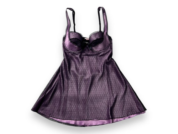 Vintage lilac and black Victoria's Secret satin m… - image 1