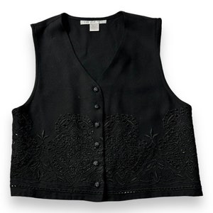 Vintage The Limited whimsy goth grunge dark academia wool blend black mini vest with button enclosures