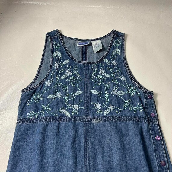 Vintage 1990s dark wash sleeveless maxi dress wit… - image 2