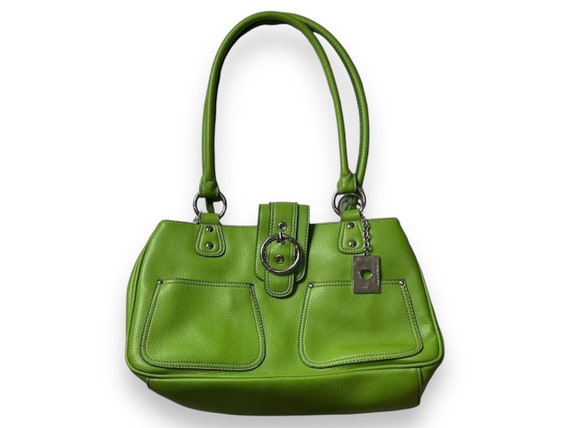 Vintage 2000s Nine West lime green vegan/faux lea… - image 1