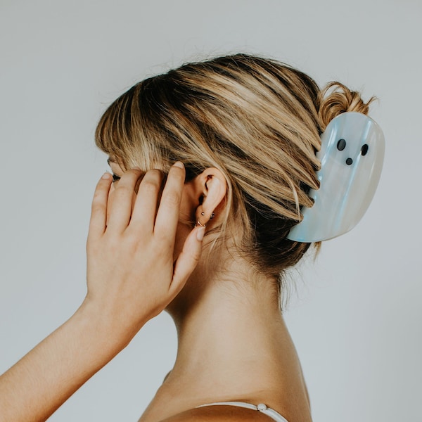 Garra de cabelo fantasma: presilha de acetato - acessório de Halloween