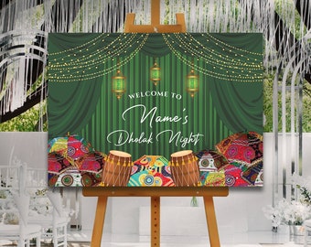 Dholki Welcome Sign, A1, A2, A3 or A4, Pakistani Wedding, Dholak Night, Muslim Dholak Welcome Sign, Punjabi Dholki Sign, Mehndi Welcome Sign