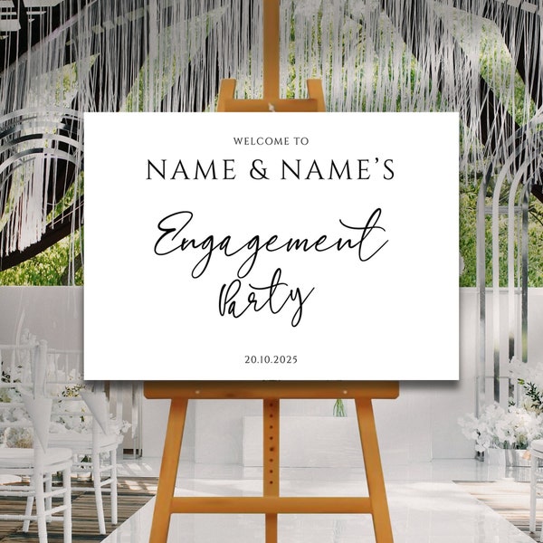 MINIMALIST Engagement Party Welcome Sign, A1, A2, A3 or A4, Engagement Party Signs, Engagement Decorations, Classy Modern Engagement Party