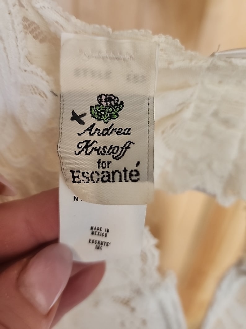 Andrea Kristoff for Escante Vintage 80's White Lace Chiffon Lingerie Sz ...