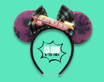 Haunted Mansion Ears | Haunted Mansion Wallpaper | Glow in the Dark | Mouse Ears Headband | Adult Ears Headband | Disney Essentials