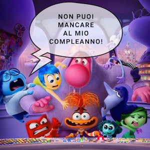 Invito digitale InsideOut per festa di compleanno, ideale per Whatsapp