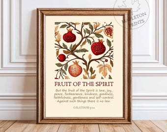 Fruit of the Spirit Vintage Scripture Art Print - Galatians 5:22 (Digital Download)