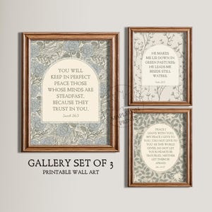 Floral Bible Verse Prints: Christian Gallery Wall Art (Digital Download Set of 3