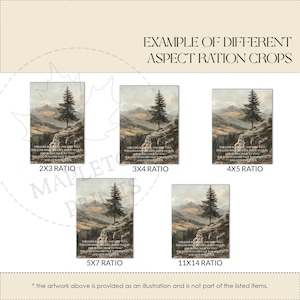 May include: A digital display showing five variations of a landscape art print featuring a lone pine tree on a rocky cliff overlooking mountains. Each print includes the text: The Lord bless you and keep you, the Lord make his face shine on you.