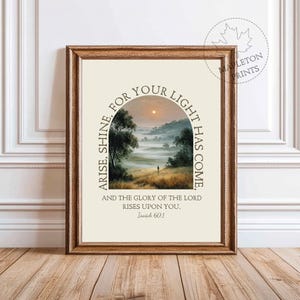 Jesaja 60 1 Schrift Wandkunst, Arise Shine druckbare Bibel Verse drucken, Christian Sonnenaufgang Poster, digitaler Download