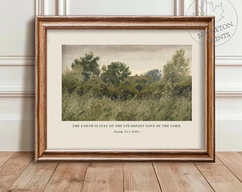 Psalm 33 5 Print, Printable Bible Verse Wall Art, Christian Steadfast Love Scripture Decor, Digital Download
