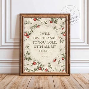 Psalm 9 1 Scripture Art, Printable Christian Wall Art, Bible Verse Print, Digital Download