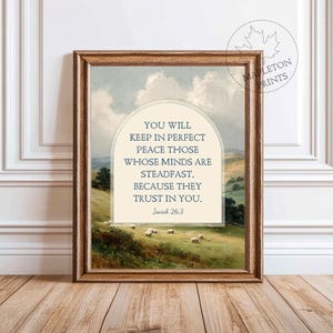 Isaiah 26 3 Scripture Art, Printable Bible Verse Wall Art, Christian Landscape Print, Digital Download