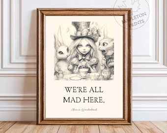 Alice In Wonderland Print, Printable Tea Party Quote Wall Art, Digital Download