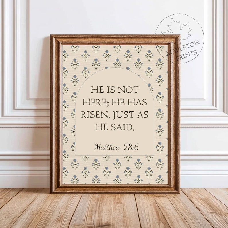 Bible Verse Printable Wall Art, Matthew 28:6 Resurrection Scripture ...