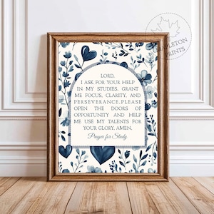 Prayer for Study Christian Wall Art, Printable Religious Decor, Christian Prayer Print, Motivational Scripture, Digital Download