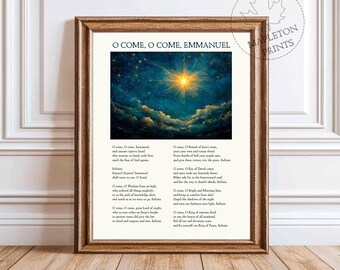 O Come O Come Emmanuel Printable Wall Art | Christmas Song Lyrics Print | Holiday Carol Lyric Poster | Religious Home Decor | Holiday Gift