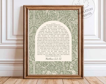Beatitudes Matthew 5:2-12 Scripture Art Print (Digital Download)
