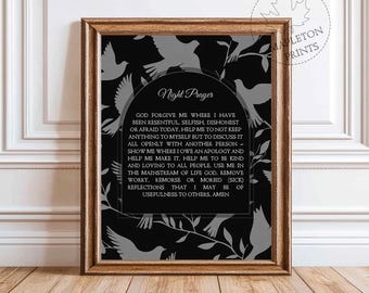 AA Night Prayer Printable Alcoholics Anonymous Print, Recovery and Healing Wall Art, Inspirational Wall Decor