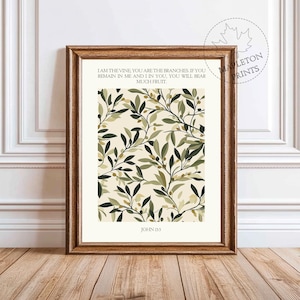 John 15:5 Print | Christian Wall Art | Printable Bible Verse Art | Modern Wall Art | I Am The Vine | You Are The Branches