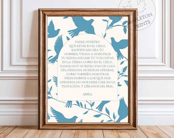 Spanish Prayer Print, Printable Padre Nuestro Wall Art, Digital Download
