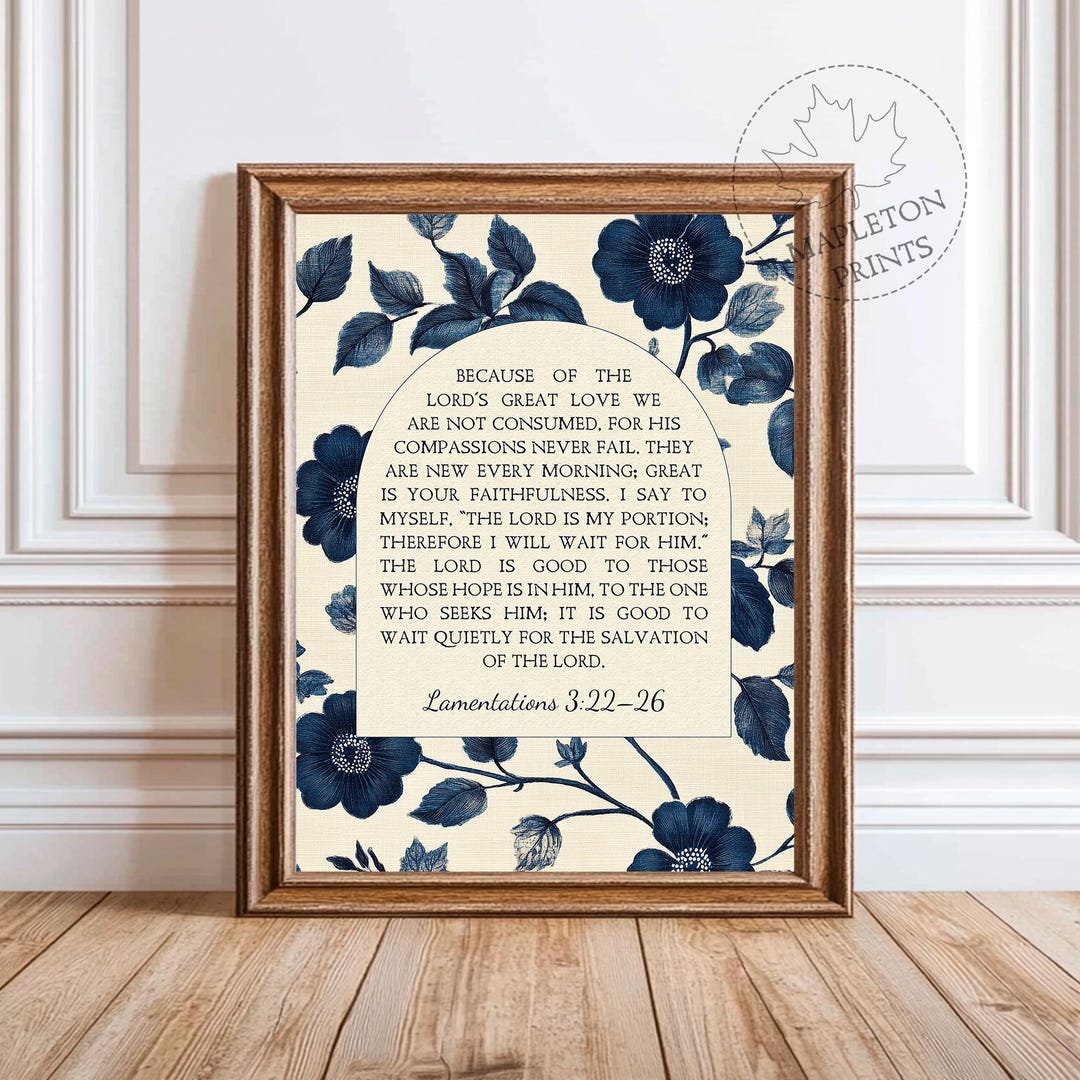 Lamentations 3 22 Print, Printable Vintage Scripture Floral Wall Art ...