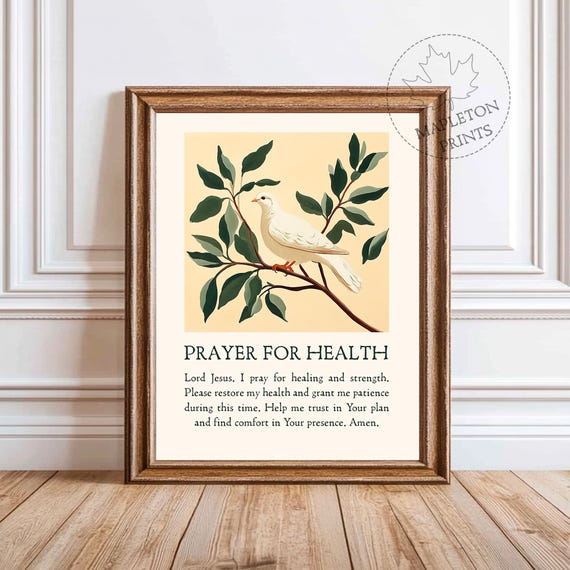 Prayer For Health Print, Printable Christian Wall Art With Prayer, Digital Download