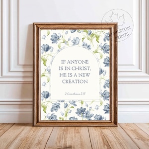2 Corinthians 5:17 Scripture Print, Printable Christian Wall Art, Bible Verse Poster, Digital Download