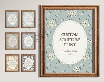 Custom Bible Verse Print, Printable Scripture Wall Art, Personalized Psalm or Prayer, Digital Download