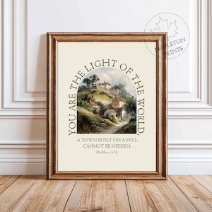 Matthew 5 14 Bible Verse, Printable Christian Wall Art, Scripture Print, Digital Download