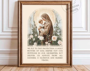 Sub Tuum Praesidium Print: Mary and Jesus, Catholic Bible Verse Wall Art (Digital Download)