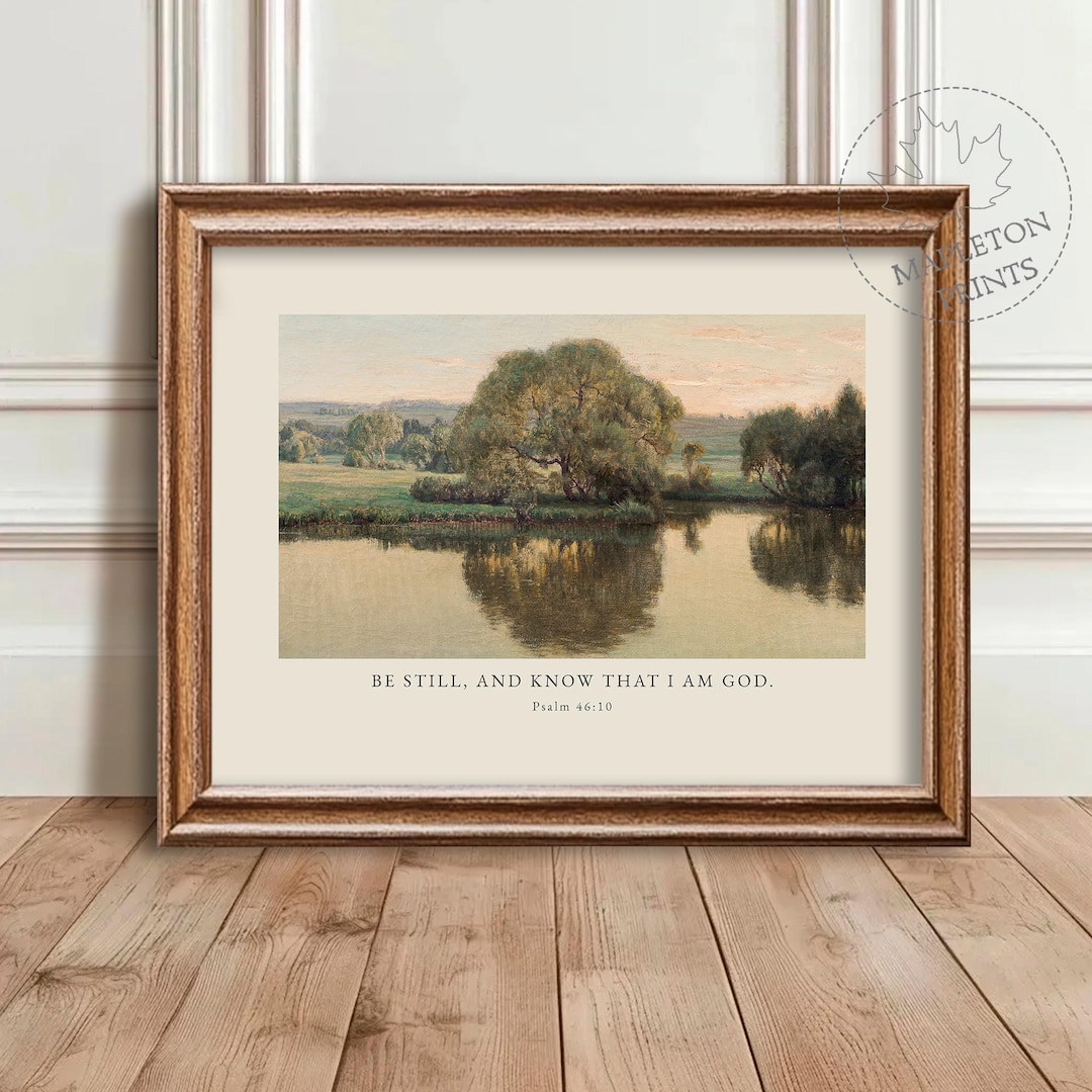 Psalm 46 10 Bible Verse Print, Printable Peaceful Landscape Scripture ...
