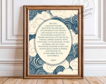 Act of Contrition Printable Wall Art | Christian Prayer Decor | Digital Religious Print