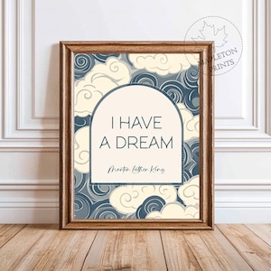 Citation MLK J&#39;ai un rêve, dicton inspirant, art mural motivant imprimable, citations de Martin Luther King