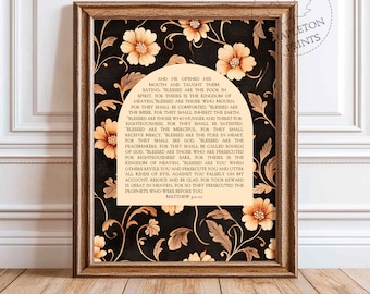 Beatitudes Bible Verse Print: Matthew 5 Scripture Wall Art (Digital Download)