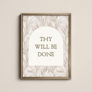 Surrender Prayer Print, Christian Printable Thy Will Be Done Scripture Wall Art, Farmhouse Bedroom Decor