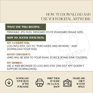 May include: A digital download guide with instructions on how to access and print printable JPG files. The guide includes information on how to download files on a computer, guest checkout, and mobile devices.