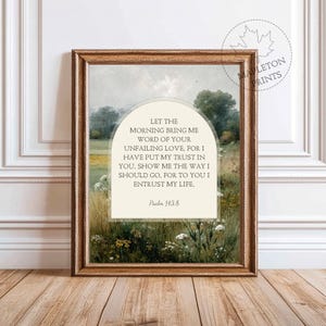 Psalm 143 8 Skriftkonst, Utskrivbar Psalmväggkonst, Kristen Tryck, Digital Nedladdning