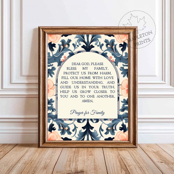 Family Prayer Print, Printable Christian Wall Art For Home, Digital Download